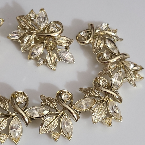 Vintage coro ? SET bracelet clip on earrings rhinestones looks NEW! VTG 50's MCM - Picture 7 of 16